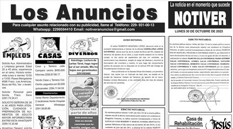 Los Anuncios Avisos Y DemÁs Lunes 30 De Octubre 2023