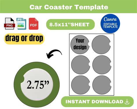 Car Coaster Template Car Cup Coaster Template Ar Coaster Template SVG