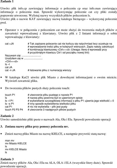 System Operacyjny Unix Wiczenie Podstawowe Polecenia Systemu Unix