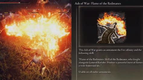 Elden Ring Ash Of War Flame Of The Redmanes Demonstration And Location