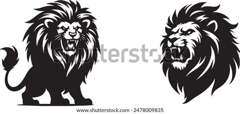 Angry Lion Silhouette Vector Illustration File Stock Vector (Royalty ...