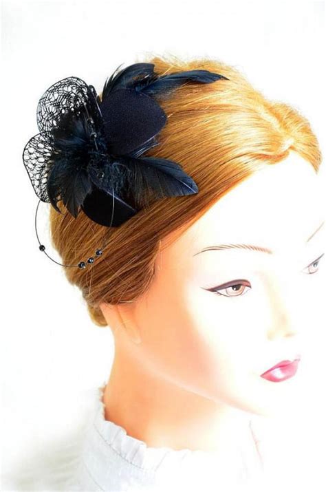 Black Feather Fascinator Wedding Headpiece Bridesmaid Feather