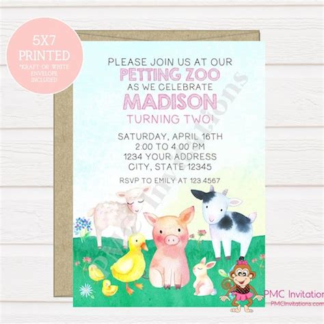 Petting Zoo Invitations Farm Birthday Invitation Farm Etsy