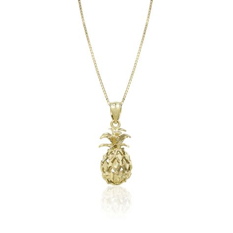 Pineapple Pendant In 14k Yellow Gold 30mm Gold Pendants For Men Gold