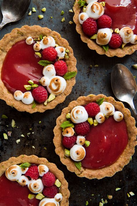 Individual Rhubarb Tarts With Pistachios Berries Shortbread Crust