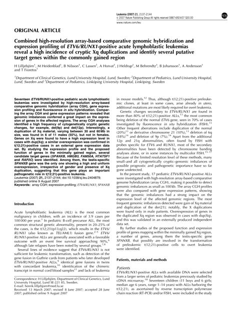 Pdf Combined High Resolution Array Based Comparative Genomic