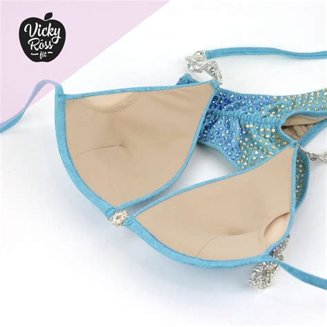 Ombre Sky Blue NPC IFBB Suit Brazilian Scrunch Bikini Vicky Ross Fit