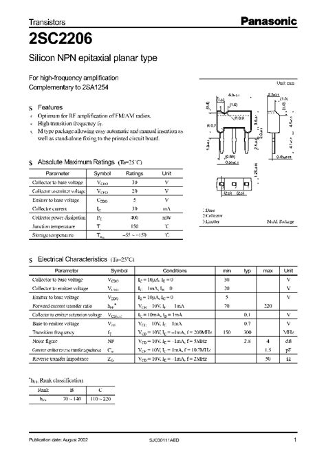 2sc2206 296774 Pdf Datasheet Download Ic On Line