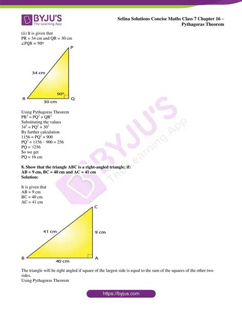 Selina Solutions Concise Maths Class 7 Chapter 16 Pythagoras Theorem