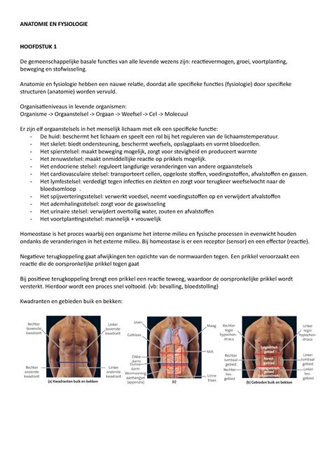 Anatomie En Fysiologie ANATOMIE EN FYSIOLOGIE HOOFDSTUK 1 De