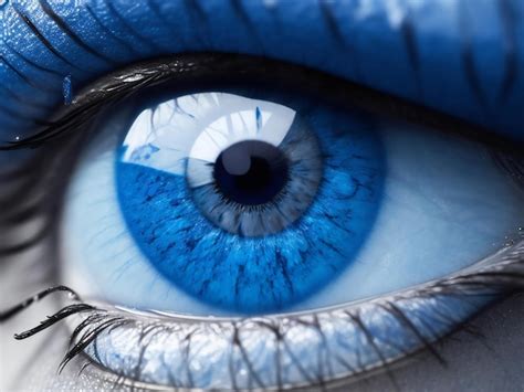 Un primer plano de un ojo azul con una lágrima en el ojo generado por