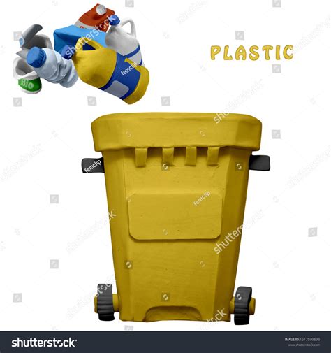 Yellow Recycle Plastic Waste Garbage Bin Stock Illustration 1617599893