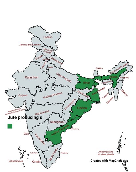 Locate And Shade Major Jute Producing States In India On A Political