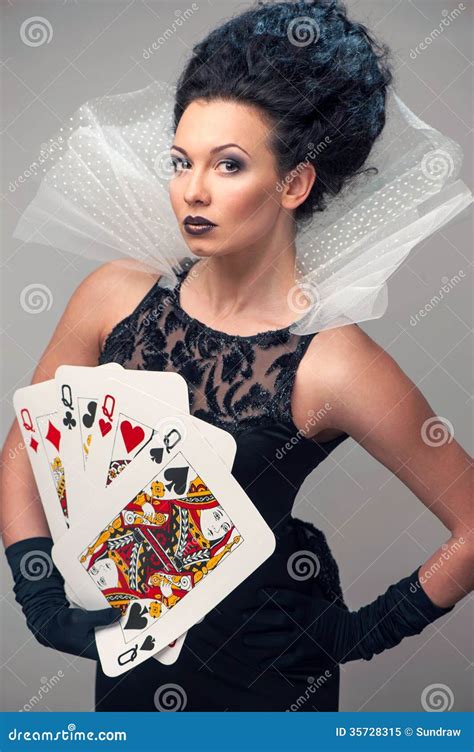 Perfect Young Woman With Playing Cards Stock Image Image Of Beauty