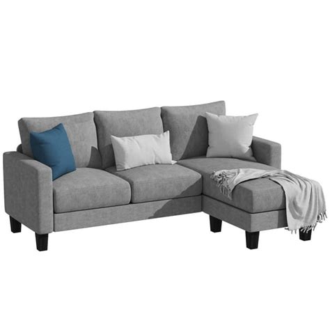 Homall Convertible Sectional Sofa Couch Modern Linen Fabric L Shaped Couch 3 Seat Sofa