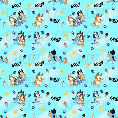 Bluey Blue Dog Summer Seamless File Etsy