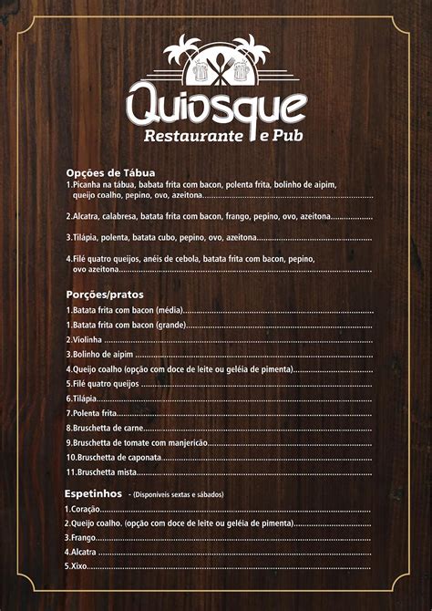 Menu Em Quiosque Restaurante E Pub Dois Irm Os