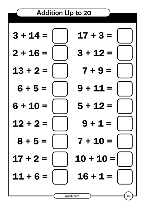 Addition Within Worksheets