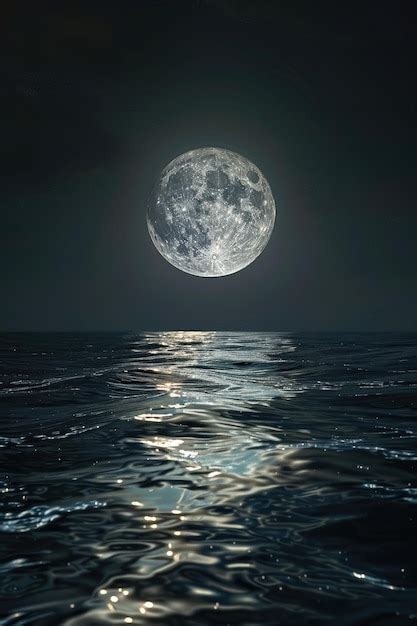 Premium Photo Full Moon Over Dark Black Sky At Night