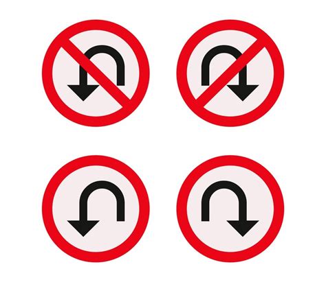 Premium Vector | U turn sign and no u turn sign vector illustration