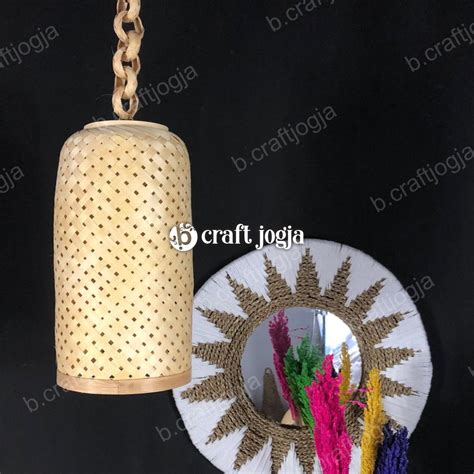 Kap Lampu Gantung Bambu Lampu Dekorasi Model Tabung Size M Kerajinan