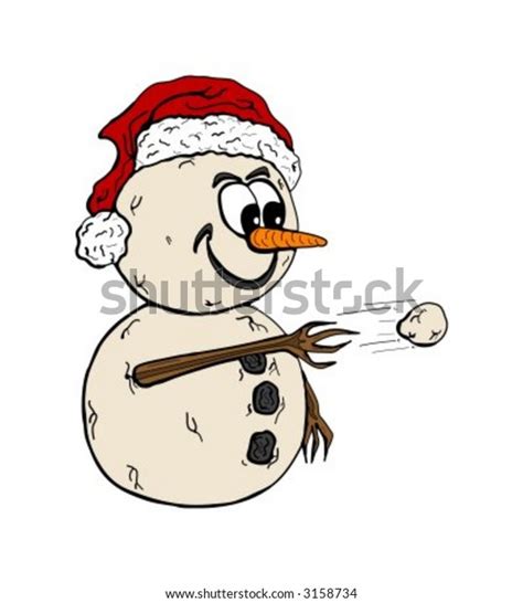 Vector Illustration Snowman Throwing Snowball Stock Vector Royalty Free 3158734 Shutterstock