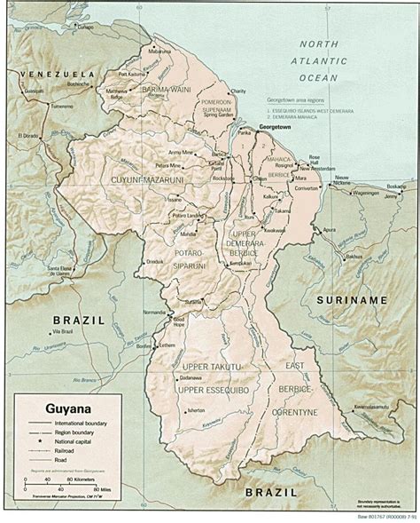 Map of Guyana showing amerindian settlements - Map showing amerindian ...