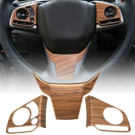 Car Wood Grain Steering Wheel Button Cover Trim For Honda Cr V Crv