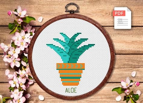 Aloe Cross Stitch Pattern Flower Cross Stitch Pattern Embr Inspire