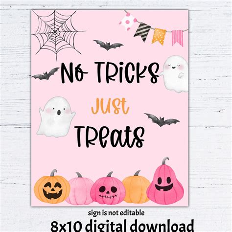 No Tricks Just Treats Sign Instant Download Halloween Party Sign