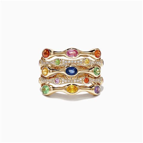 Watercolors 14k Yellow Gold Multi Sapphire And Diamond Ring 2 60 Tcw