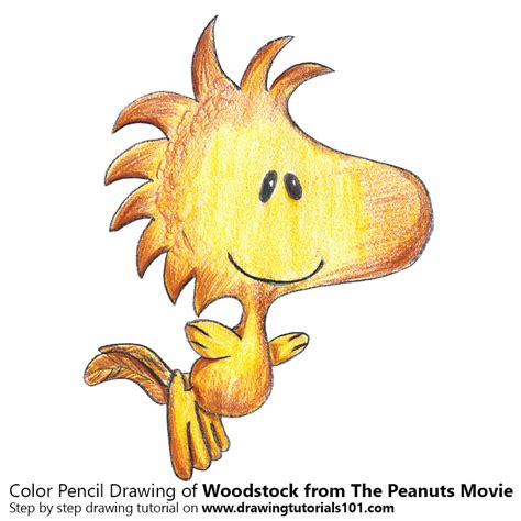 DrawingTutorials101.com • Woodstock from The Peanuts Movie with Color...