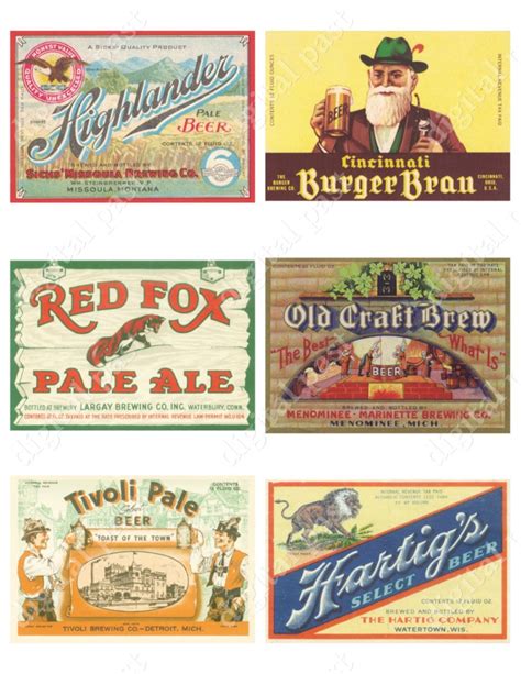 30 Vintage Beer Labels Set Of 5 Digital Collage Sheets 30 Etsy