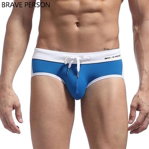 BRAVE PERSON Brand Sexy Men Swimsuits Brief New Swimwear Swimming Trunks Bikini Beachwear Surf