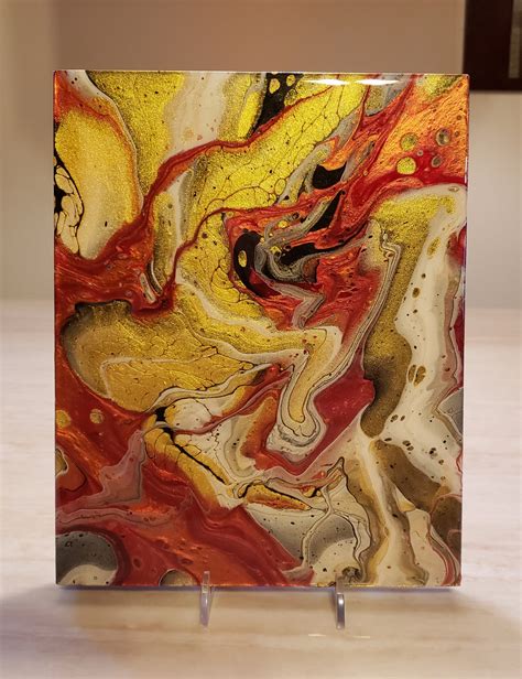 Fluid Acrylic Pour Abstract Painting ORIGINAL ART 8 X 10 Cradled Wood