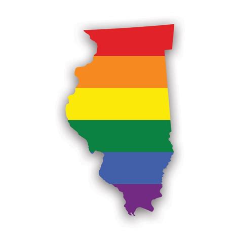 Illinois State Shaped Gay Pride Rainbow Flag Sticker Decal Self Adhesive Vinyl Weatherproof