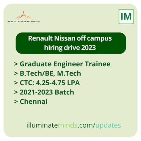 Renault Nissan Off Campus Hiring Drive Graduate Engineer Trainee