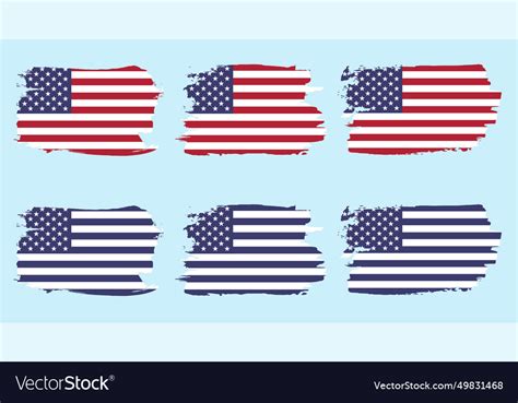 American flag silhouette grunge usa set vec Vector Image