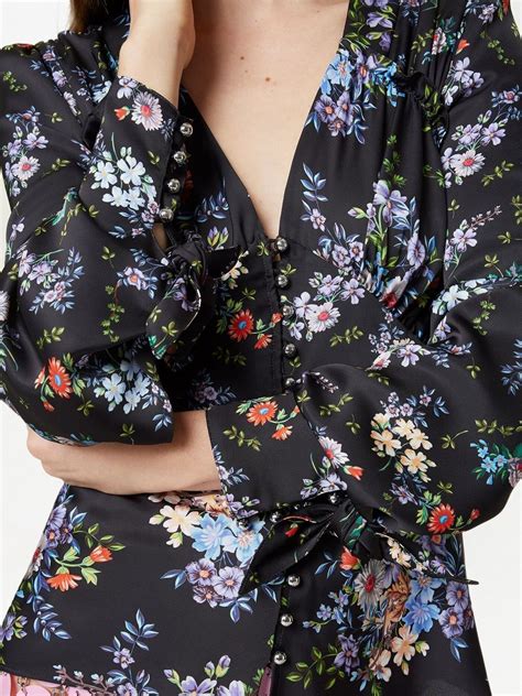 Rabanne Floral Print Silk Shirt Black FARFETCH