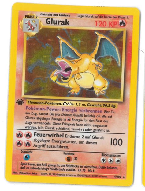 Pokemon Base Set 1 1st Edition GERMAN Single Charizard 4/102 - SLIGHT ...