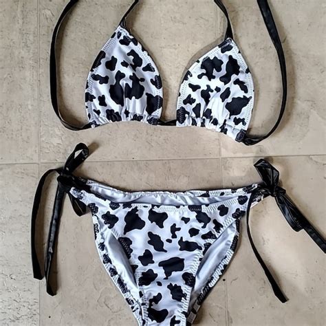 Cow Print Bikini Etsy