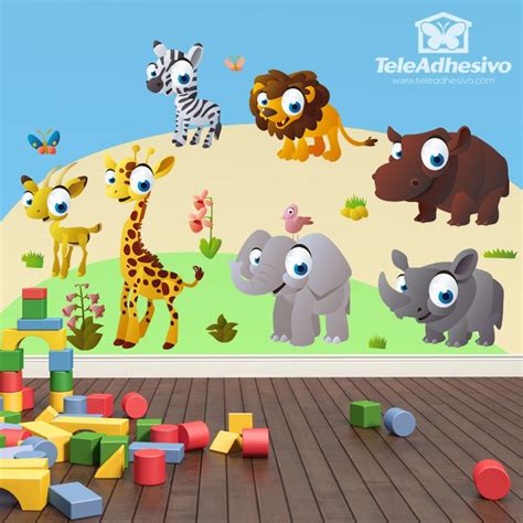 Sticker Mural Enfant Kit Animaux De La Jungle Webstickersmuraux