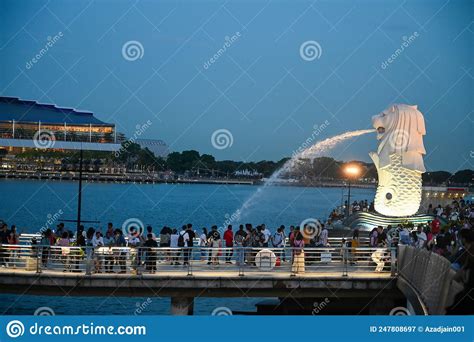 Singapore 15 Mei 2022 Merlion Parkeer S Nachts Een Iconisch