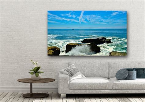 Ocean Waves Photo Art Print, Santa Cruz High Surf, Natural Bridges Beach, Sailboat Art, Santa ...