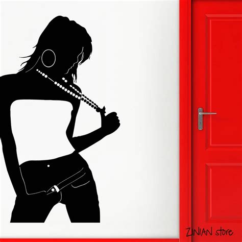 Hot Sexy Girl Wall Decals Necklace Silhouette Wall Sticker For Teen Bedroom Vinyl Home