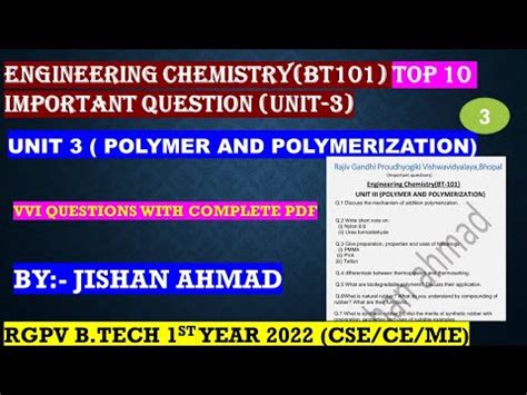 Engineering Chemistry Unit 3 Polymer And Polymerization RGPV