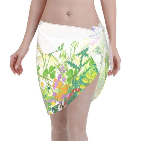 Coaee Plants And Insects Women S Short Sarongs Beach Wrap Sheer Bikini