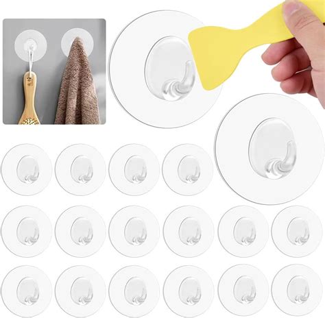 Adertos Pcs Self Adhesive Hooks Clear Plastic Stick On Hooks