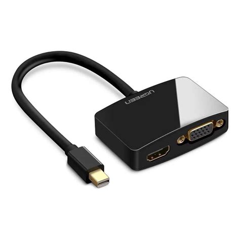 Ugreen 2 in 1 Mini DP to HDMI VGA Thunderbolt Siyah Dönüstürücü ITOPYA