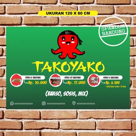 Spanduk Meja Takoyaki Banner Jualan Takoyaki Ukuran X Cm